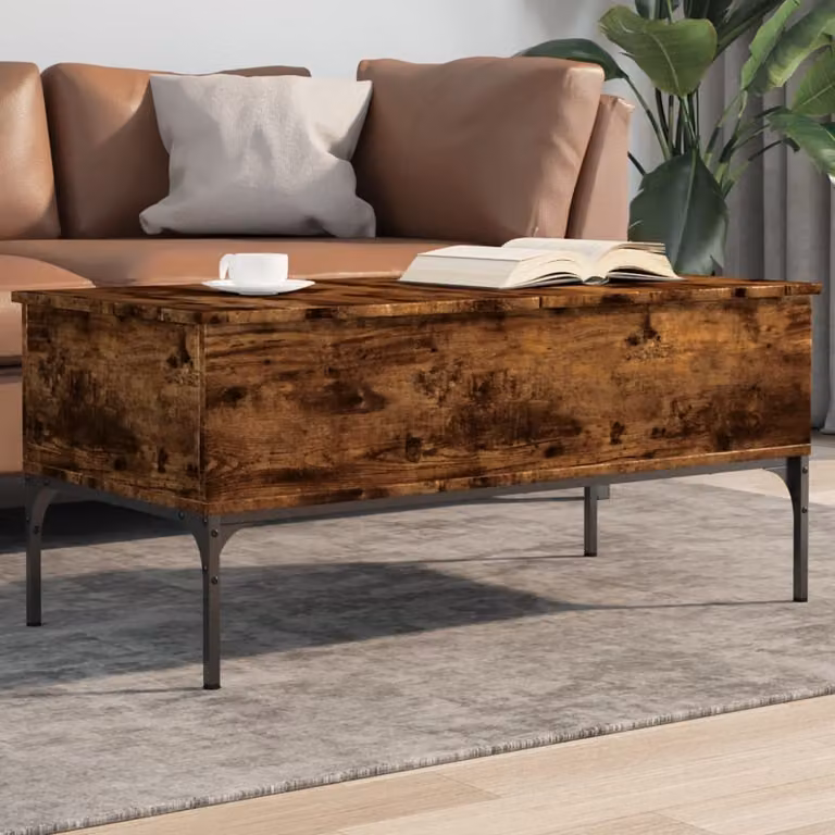 Maison Exclusive - Tavolino in rovere affumicato 100x50x45 cm Materiale ligneo e metallo