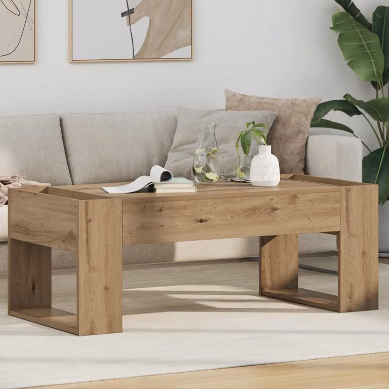 vidaXL Tavolino da salotto moderno in legno color rovere, L 110 x P 50 x H 41 cm