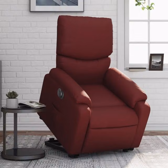 Poltrona Alzapersona Reclinabile vidaXL in Similpelle Rossa con Assistenza Elettrica per Senior