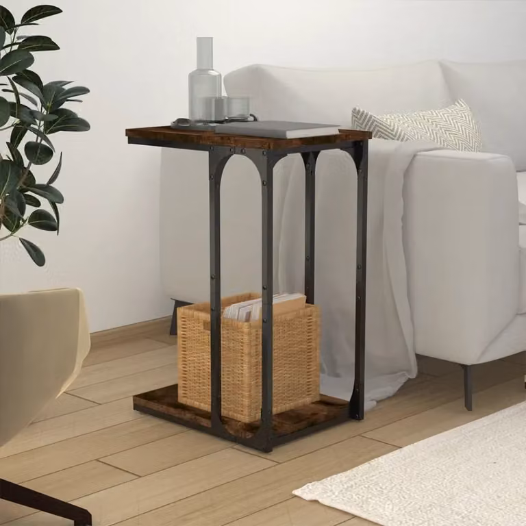 Tavolino da soggiorno vidaXL in legno e metallo marrone stile industriale L/P/H: 40 x 30 x 60 cm