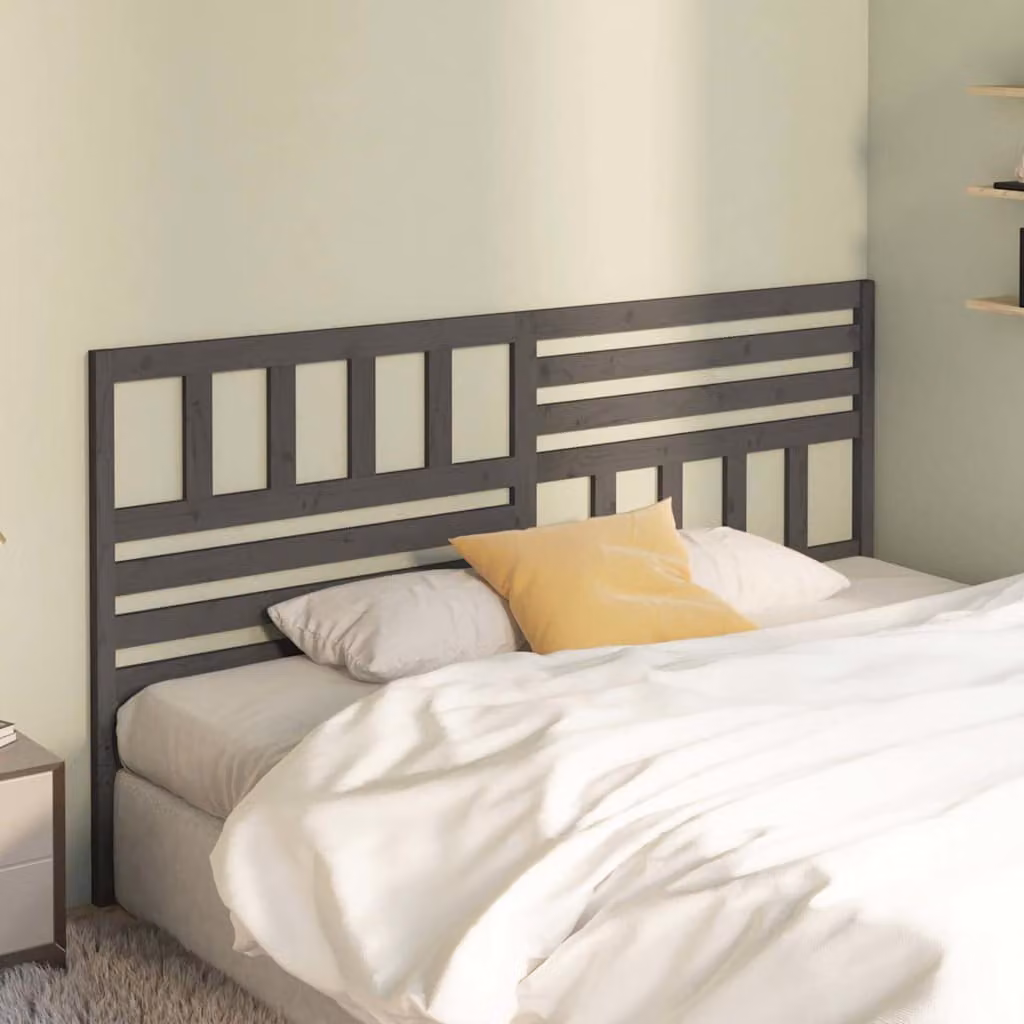 Testiera per letto vidaXL in legno massello di pino, colore grigio, L: 206 cm, P: 4 cm, H: 100 cm