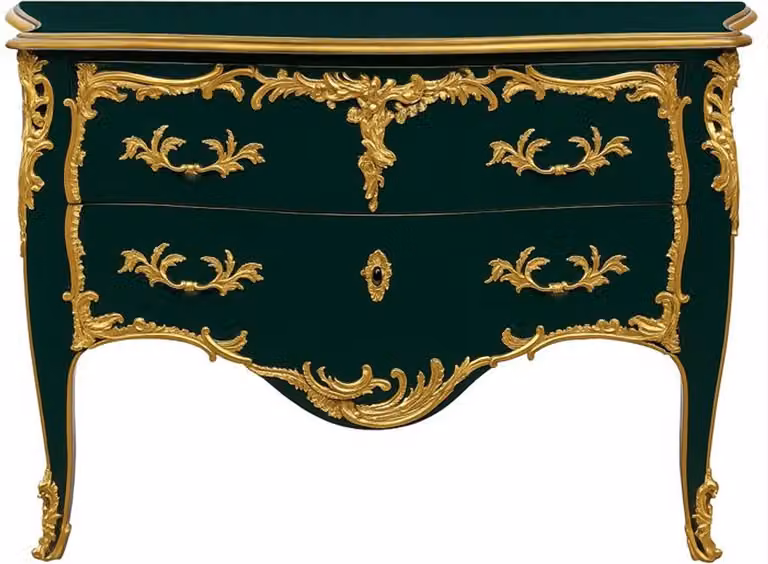 Casa Padrino Cassettone barocco a 2 cassetti verde scuro/oro antico - Cassettone artigianale in legno massiccio in stile barocco - Mobili barocchi artigianali - Nobile & Magnifico