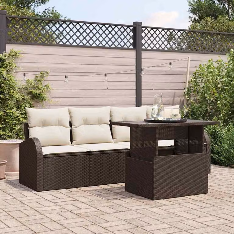 Maison Exclusive - Set Divano da Giardino con cuscino 5 pcs Marrone Poly Rattan