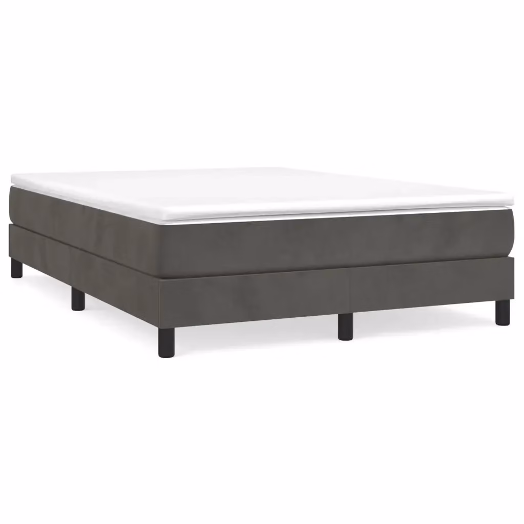 Letto Ibrido con Giroletto a Molle e Materasso vidaXL in Velluto Grigio e Bianco L/P/H: 200 x 140 x 25 cm – 2