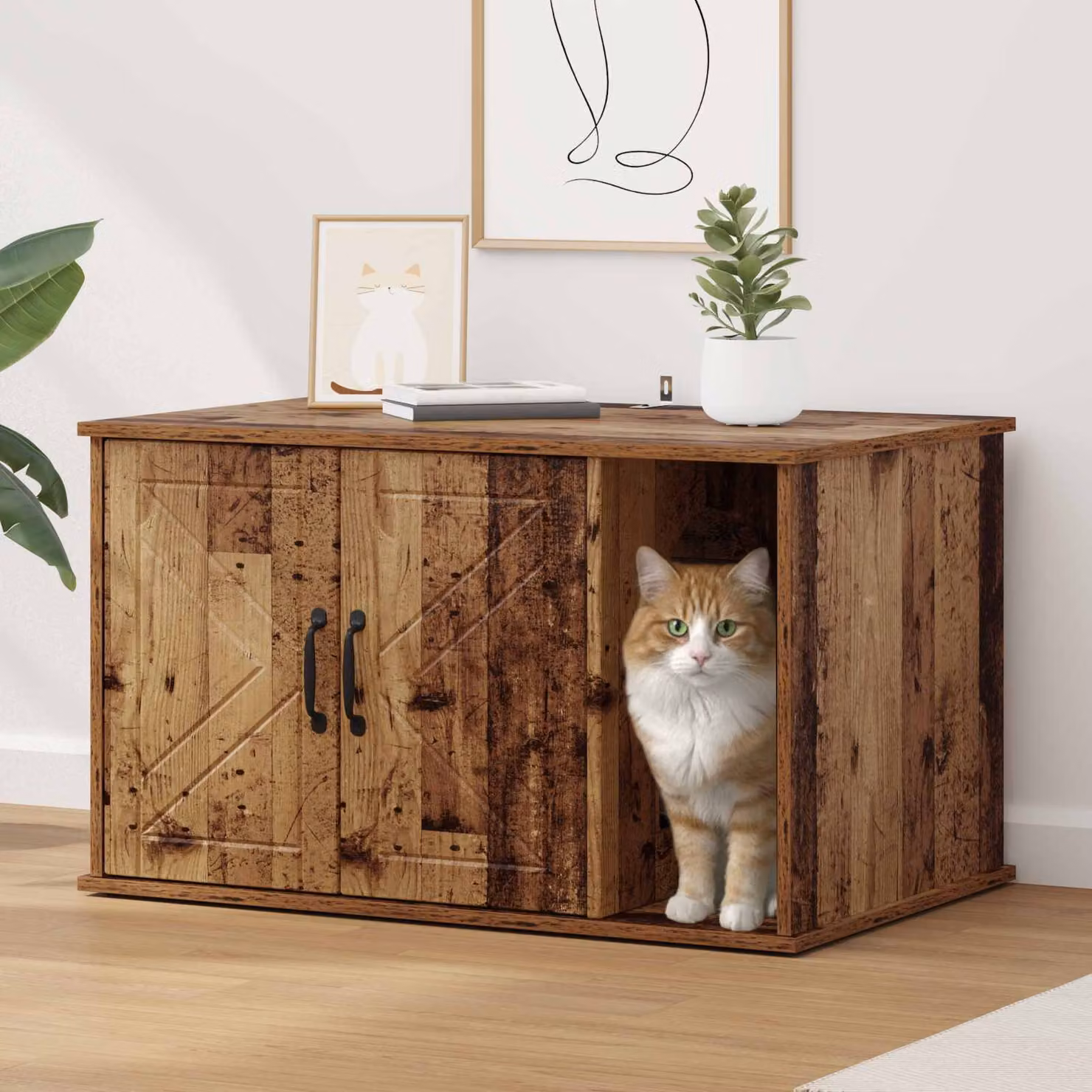 Casa per gatti vidaXL in legno color marrone, L: 85 cm, P: 55 cm, H: 50,5 cm