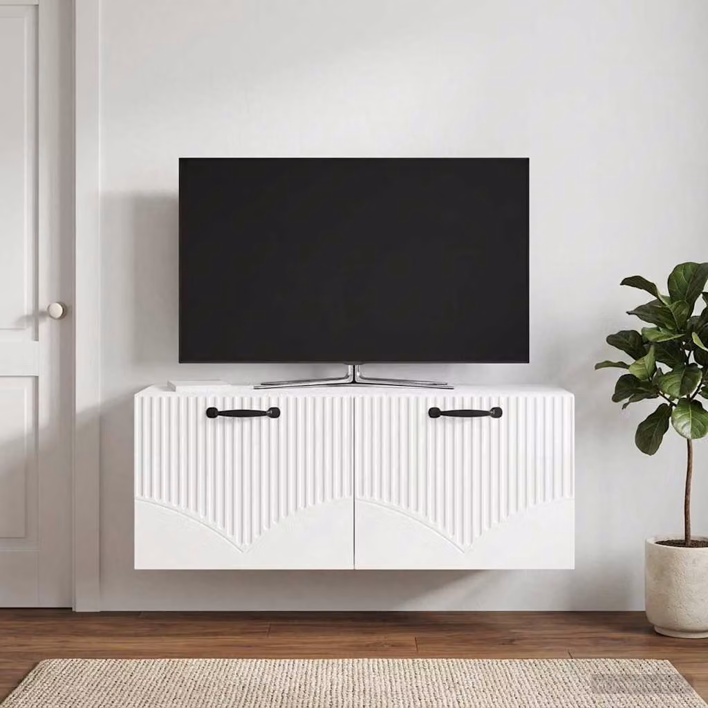 Mobile Porta TV da Muro vidaXL Bianco Lucido L: 78,5 cm, P: 31 cm, H: 30 cm
