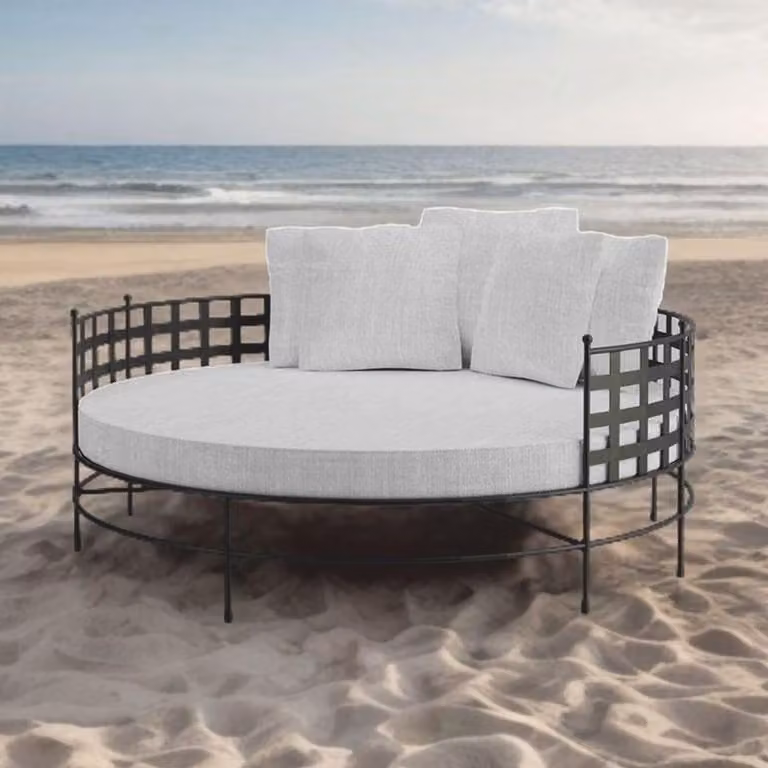 Casa Padrino, lettino in ferro battuto ad isola nero/grigio Ø 170 cm - Arredo Alberghiero e Giardino
