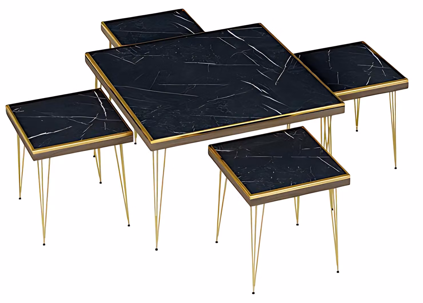 Elegantes Wohnzimmer-Set Schwarz MDF Edelstahl modern