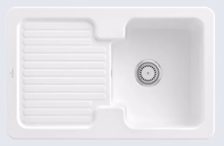 Lavello Villeroy&Boch, lavello da cucina Condor 45 Bianco Alpino 800x510 mm, larghezza mobile sottolavello 45 cm