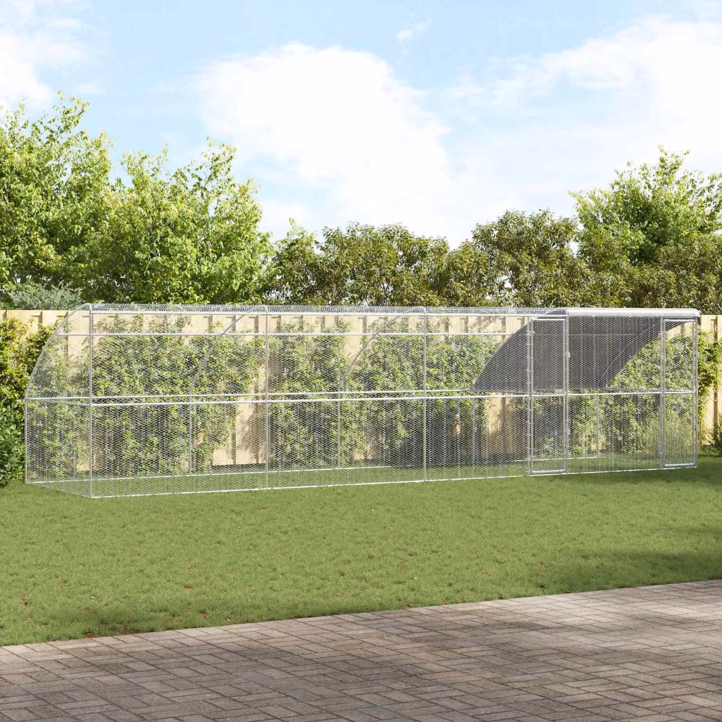 vidaXL Gabbia per polli 4 pezzi Argento L: 800 cm, P: 200 cm, H: 200 cm in Acciaio e PE – 1