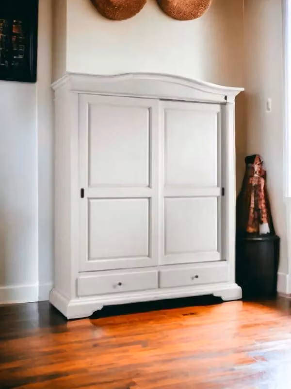 Armadio classico con 2 porte scorrevoli Mobili 2G in legno bianco L/P/H: 180 x 67 x 225 cm – 3