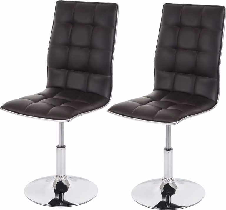 set di 2 sedie per sala da pranzo HWC-C41, sedia da cucina, girevole e regolabile in altezza, in Pelle finta certificata ~ marrone