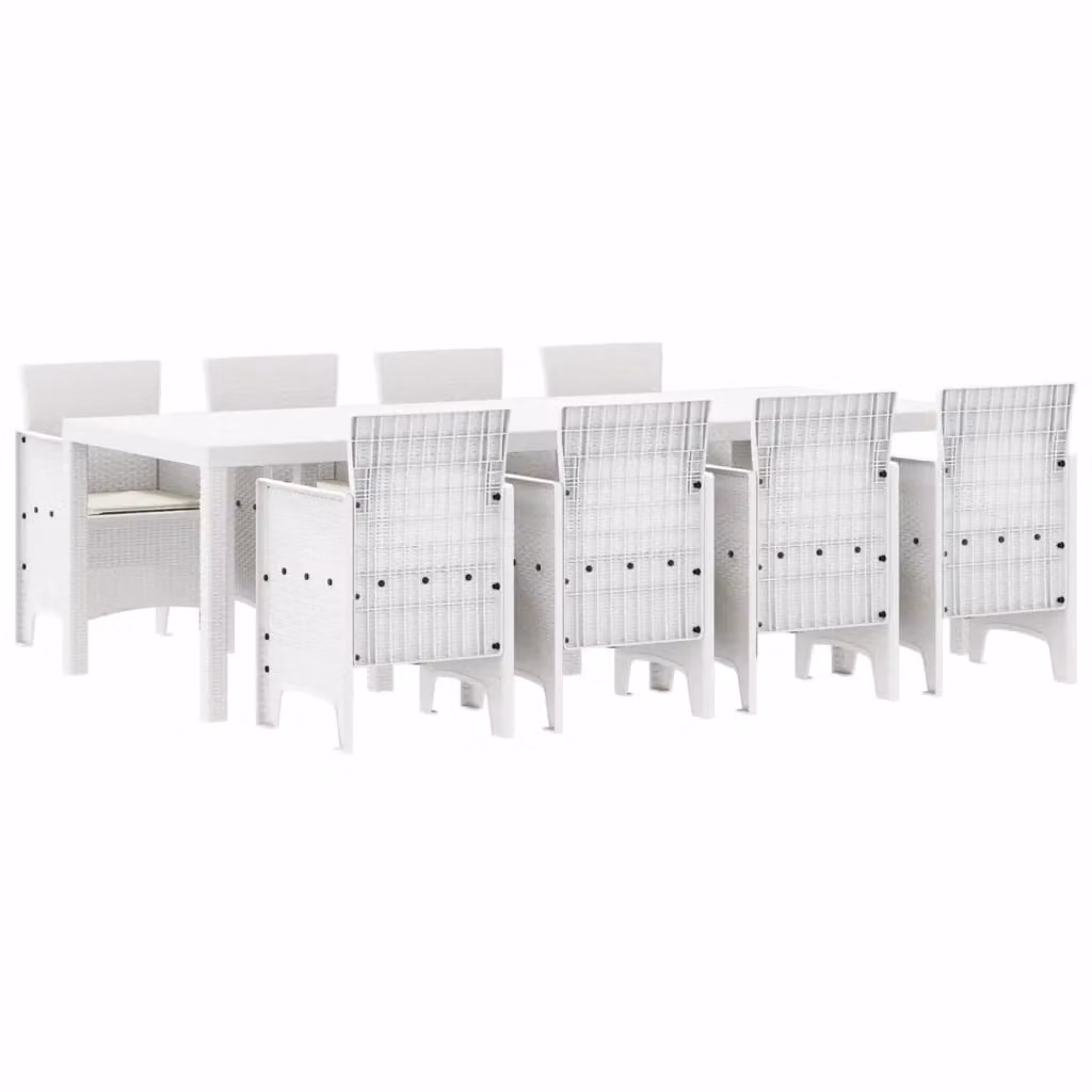 Set da pranzo per giardino e terrazza vidaXL in rattan grigio e bianco, 9 pezzi – 2