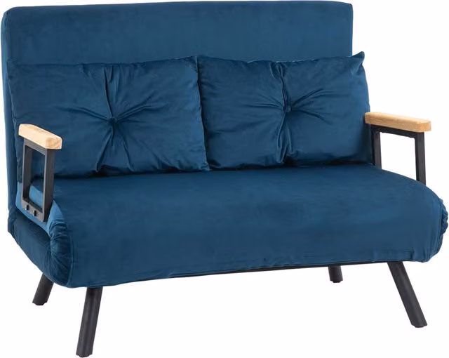 Divano letto reclinabile con funzione letto, divano pieghevole in velluto, schienale regolabile, blu 102x73x81cm, ideale per camere degli ospiti