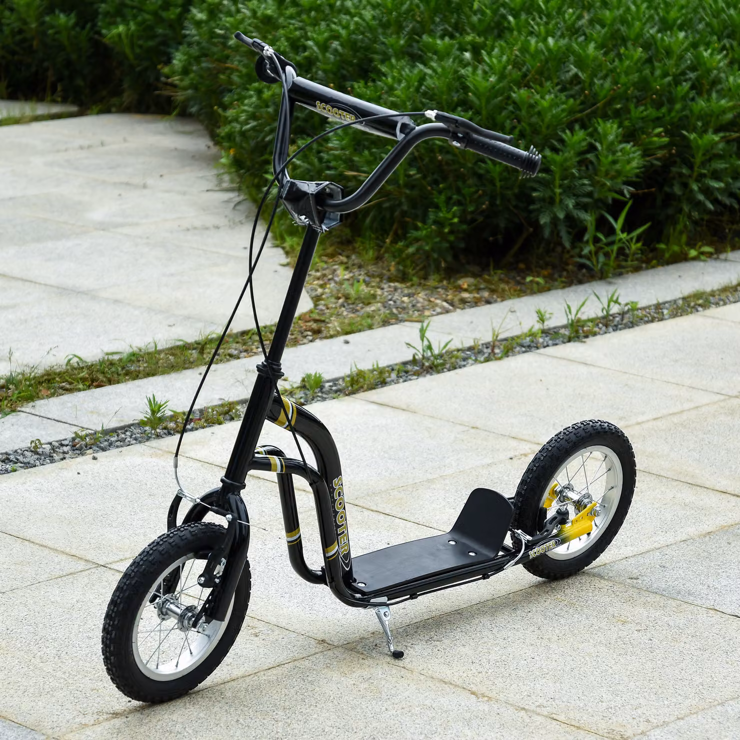 Monopattino per bambini HOMCOM con grandi ruote, manubrio regolabile e doppio freno, Nero, L 120 x P 58 x H 85-95 cm – 2