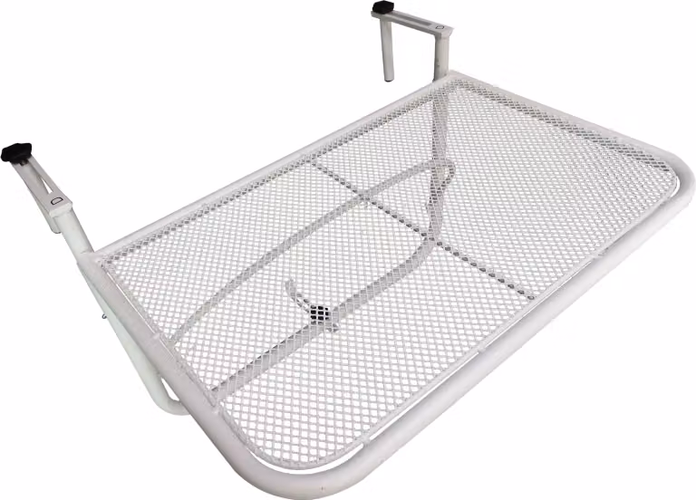 Outsunny Tavolo da giardino pensile Altezza regolabile Quadrato Patio Metallo Bianco L60 x L56,5 x H45 cm