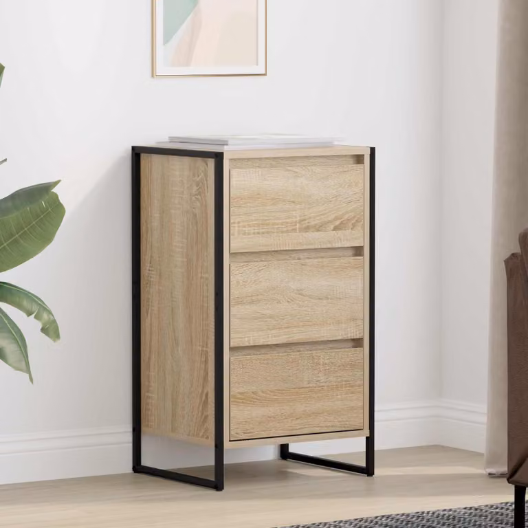 Credenza vidaXL in stile industrial color marrone, realizzata in legno MDF e metallo, L 43 cm x P 36 cm x H 75,5 cm