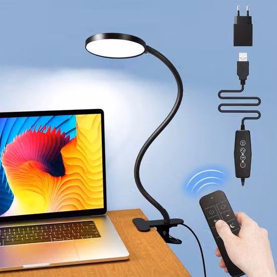 Lampada da lettura per bambini Ibenzoa®, con luce notturna e illuminazione delicata per gli occhi, collo flessibile a forma di cigno, telecomando (5 metri) e timer di 1 ora, inclusa alimentazione da 10W