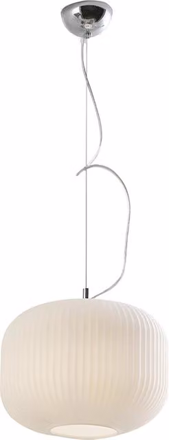 Lampada a Sospensione Rigadin Rossini Group in Cromo e Vetro Bianco Satinato, Diametro: 30 cm, Attacco E27, IP20