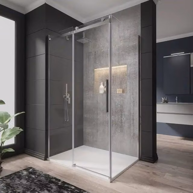 Box doccia 100x140 cm scorrevole vetro 8mm trasparente profili cromati h195cm | Creta