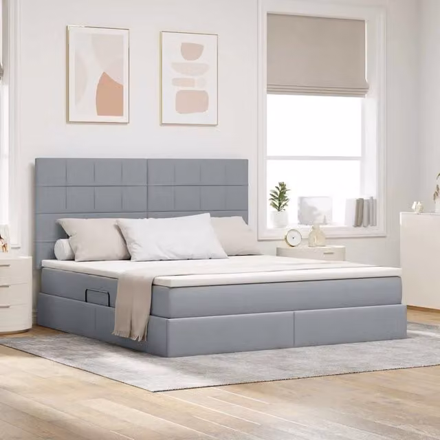 Letto con contenitore e materasso Grigio chiaro 180 x 200 cm 3371796