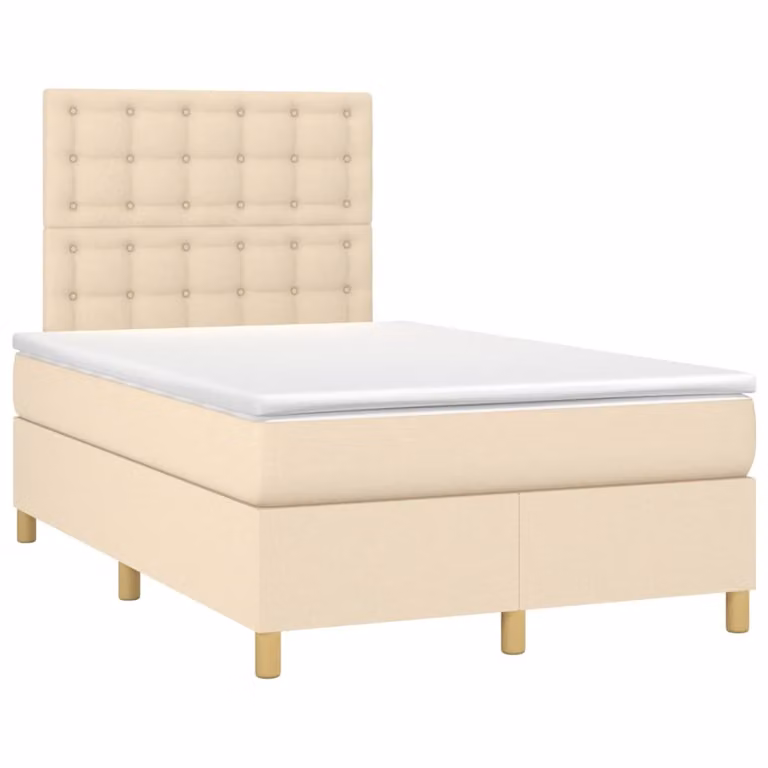 Maison Exclusive - Letto boxspring con materasso e LED color crema 120x190 cm Tessuto