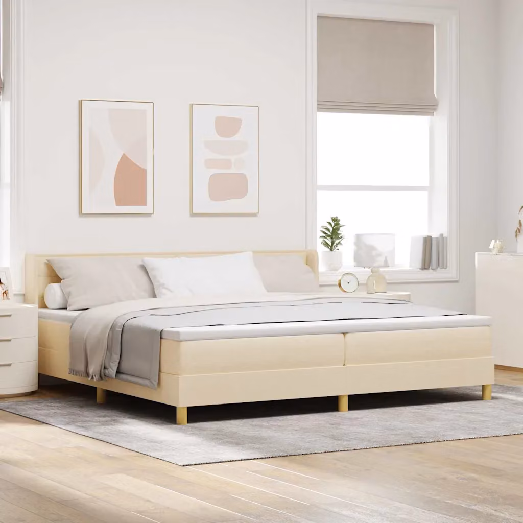 Letto a molle con materasso vidaXL in tessuto beige L: 200 cm, P: 200 cm, H: 280 cm