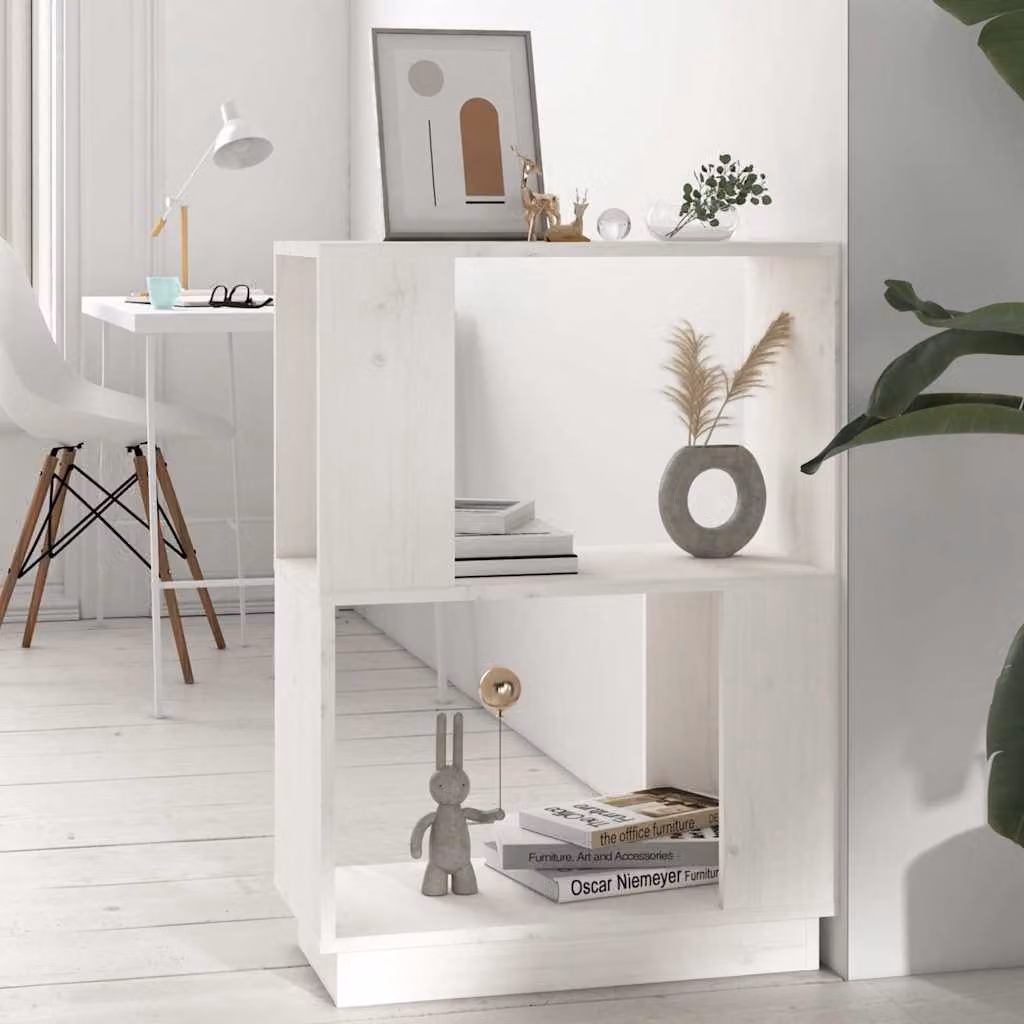 Libreria/Divisorio vidaXL in Legno Massello di Pino Bianco L: 51 cm, P: 25 cm, H: 70 cm