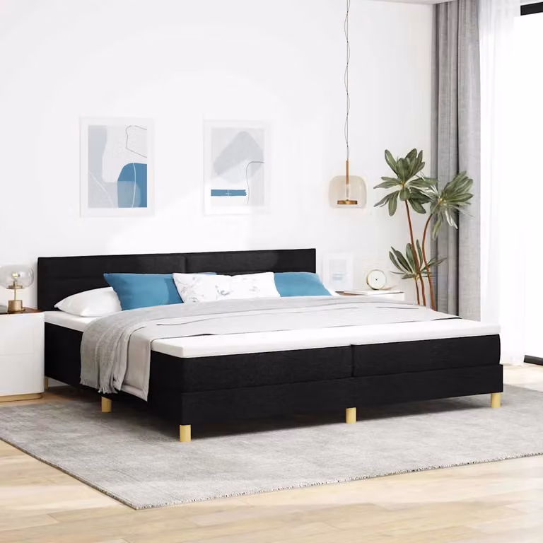 Letto Ibrido vidaXL con Illuminazione LED e Porte USB, Nero, L/P/H: 200 x 200 x 28 cm