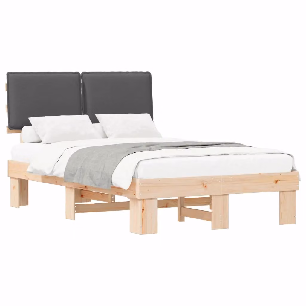 Letto con testiera rivestita vidaXL in legno di pino e tessuto grigio L/P: 120 x 200 cm – 2