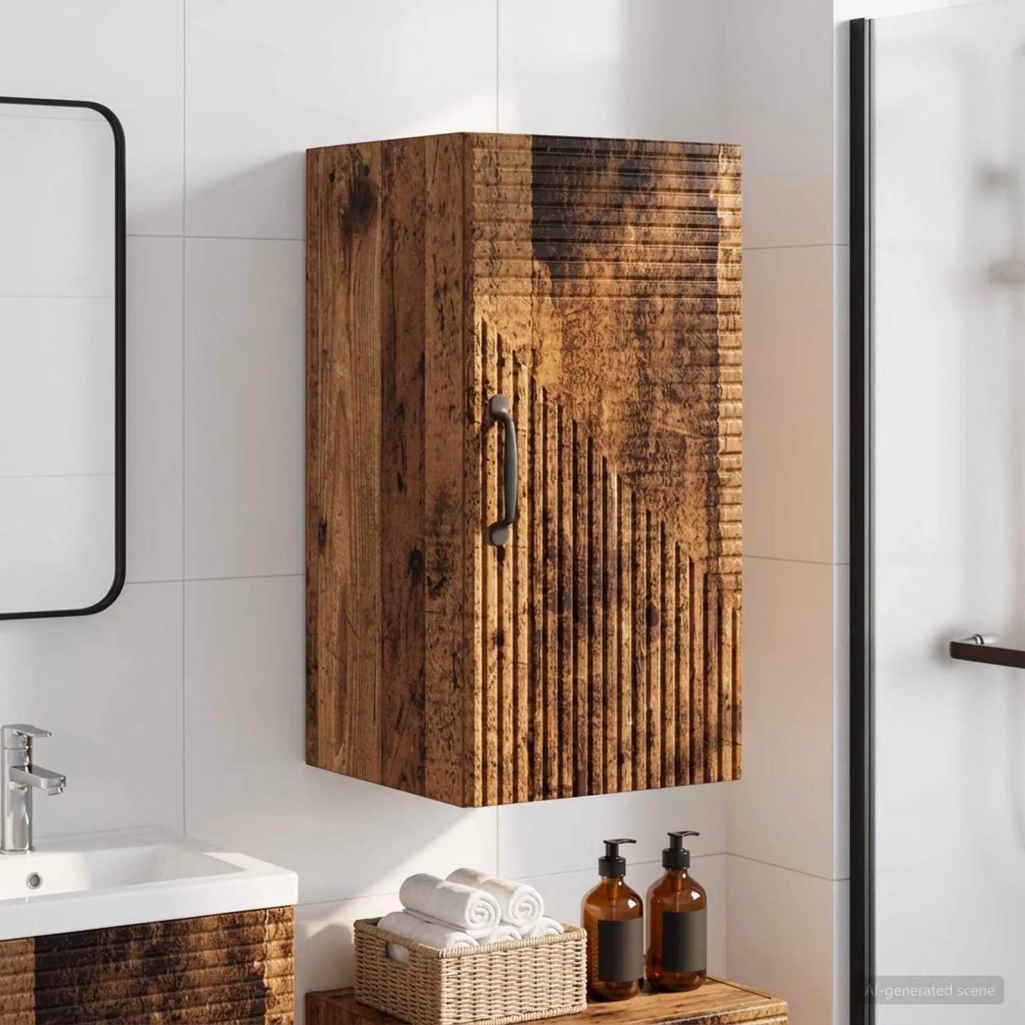 Armadio da bagno a muro vidaXL HAARLEM in legno antico marrone L: 30 cm, P: 31 cm, H: 59 cm
