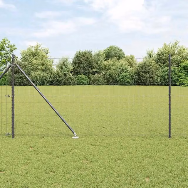 Recinzione Euro vidaXL in acciaio rivestito in PVC grigio per installazione interrata, H: 1 m, L: 25 m