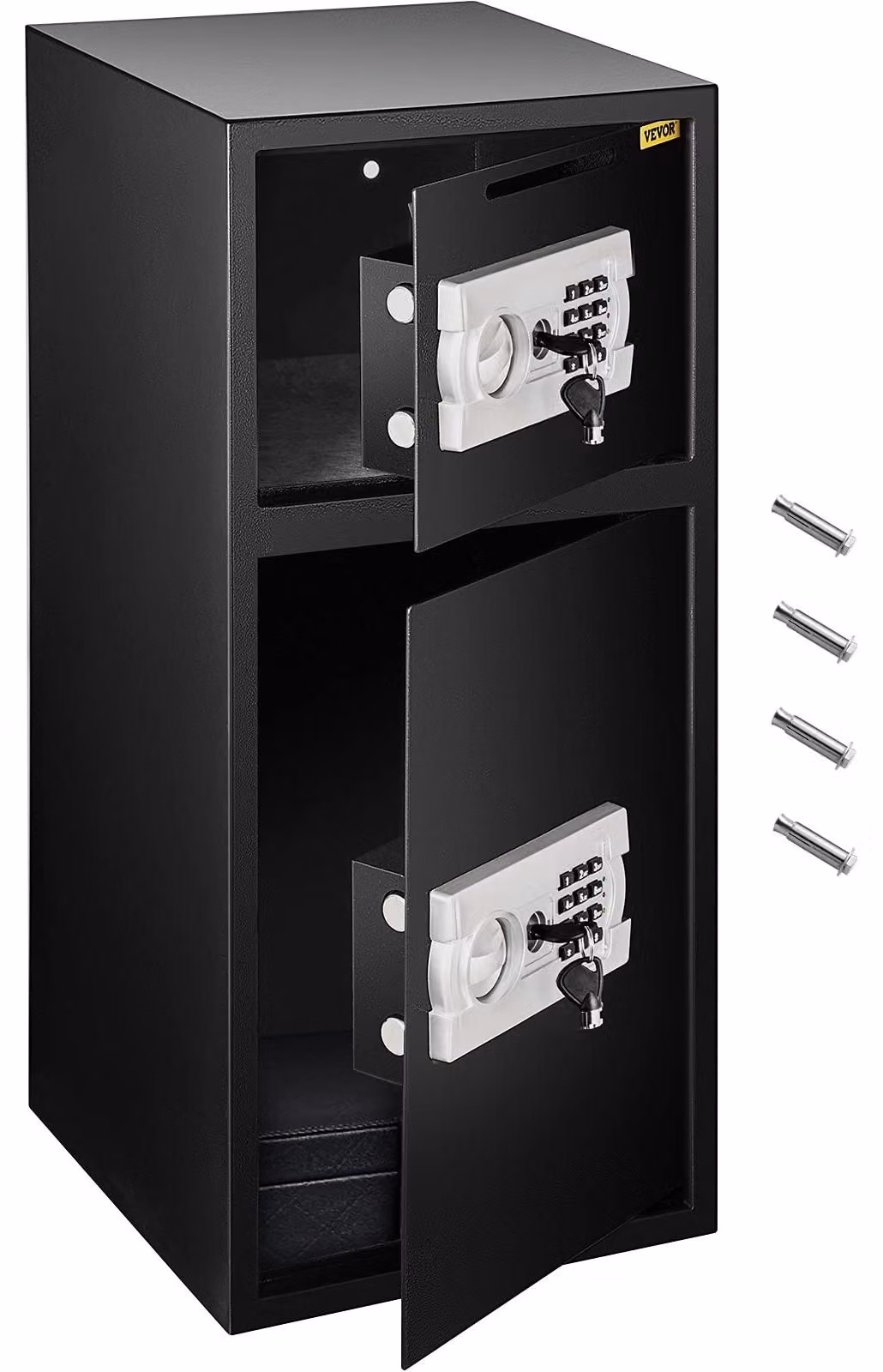 Cassaforte di sicurezza con serratura a combinazione e chiave, dotata di doppia porta in acciaio