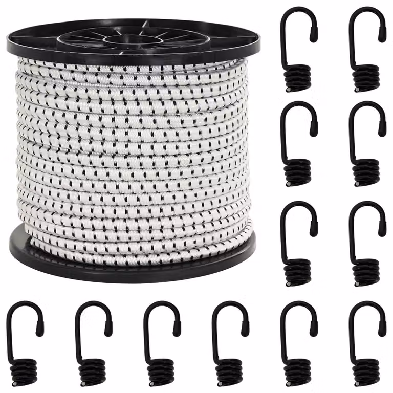Corde Bungee con Ganci vidaXL in PP e gomma, Nero e Bianco, 8 mm