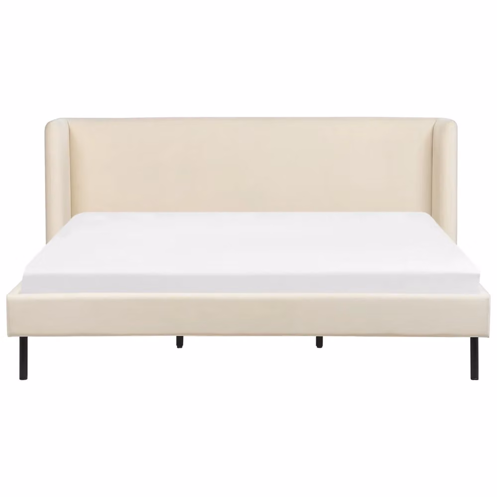 Letto Beliani moderno in velluto beige con rete a doghe e gambe nere L/P: 180 x 200 cm – 2