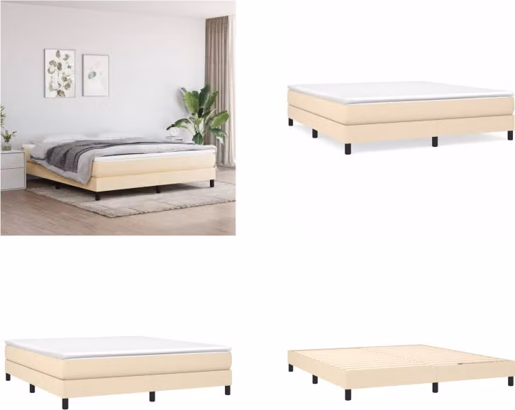 vidaXL Letto a molle insacchettate crema 160x200 cm in tessuto - Letto a molle insacchettate - Letto - Mobili per la camera da letto