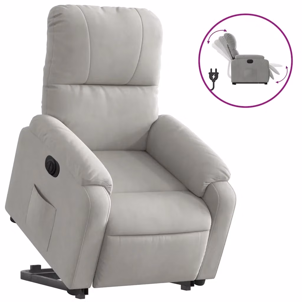 Poltrona a Rialzo Reclinante Elettrica vidaXL in Microfibra Grigia con Supporto Motorizzato per Senior – 2