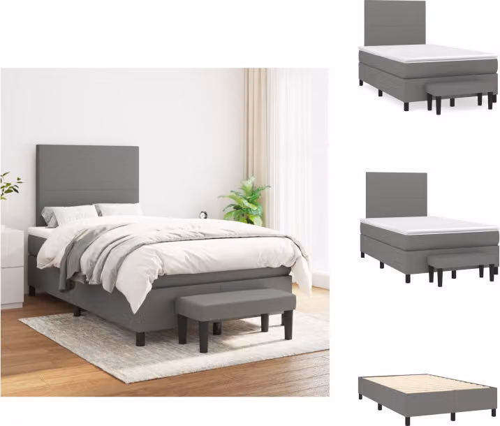 vidaXL Letto a molle con materasso in tessuto grigio scuro 120x200 cm - Letti e strutture letto