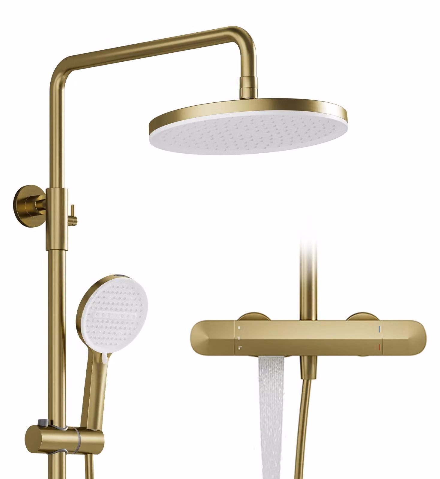 Colonna doccia Gold, 280 mm, 3-in-1, soffione manuale con 6 getti, erogatore per vasca