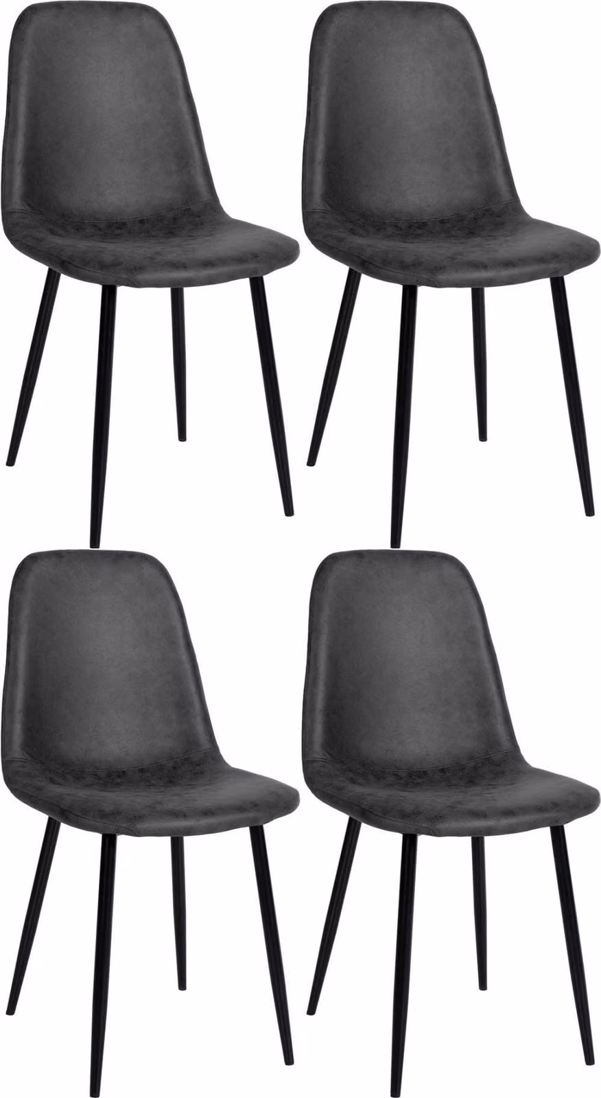 set di 4 sedie da pranzo - Set di sedie per la famiglia - Design che richiede poca manutenzione | Colore: nero | Materiale: Pelle finta