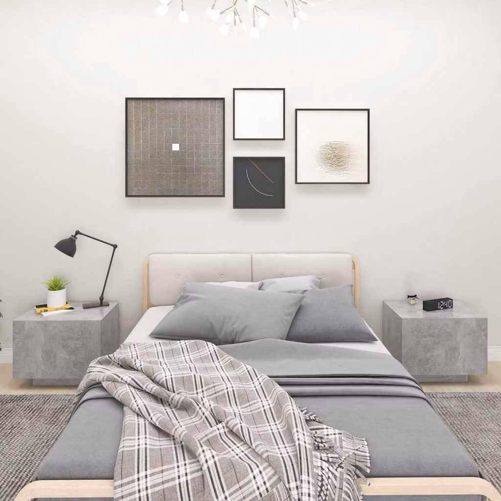Comodino moderno vidaXL in legno multistrato e MDF, colore grigio, L: 100 cm, P: 35 cm, H: 40 cm