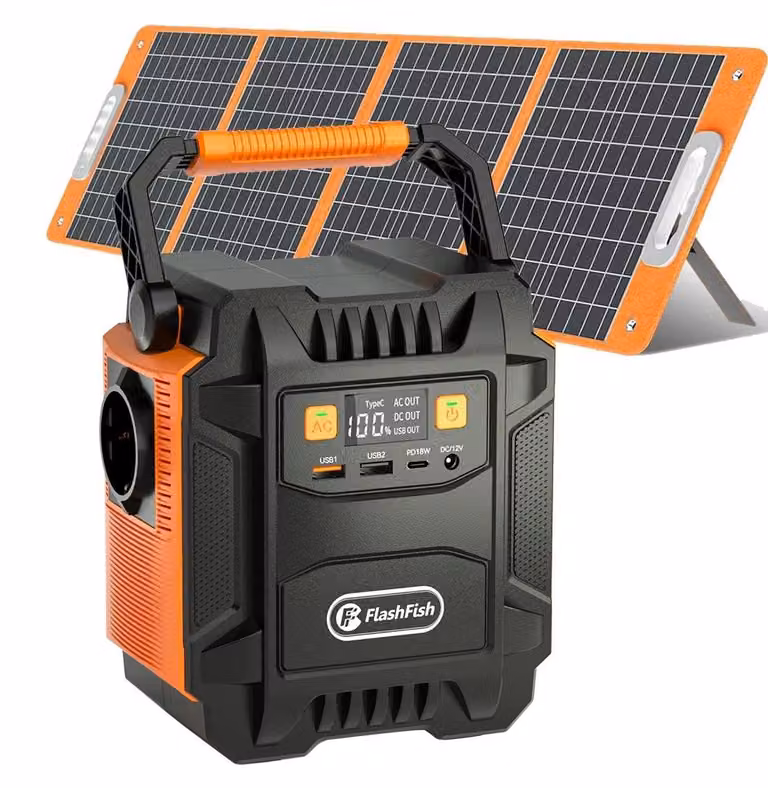 Stazione di ricarica portatile - Set generatore solare A201 - Batteria da 172,8 Wh - 200 W CA 230 V - Pannello solare da 100 W incluso - USB-C PD 18 W - Presa UE
