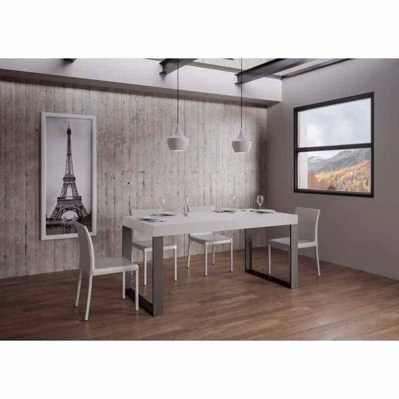 Tavolo allungabile Itamoby moderno in MDF laminato Bianco Frassino e Antracite L: 180-284 cm, P: 90 cm, H: 77 cm – 2