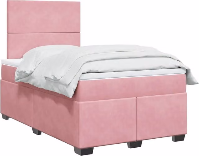 Letto Ibrido vidaXL con Materasso a Molle Insacchettate e Struttura in Velluto Rosa e Bianco L/P: 120 x 200 cm