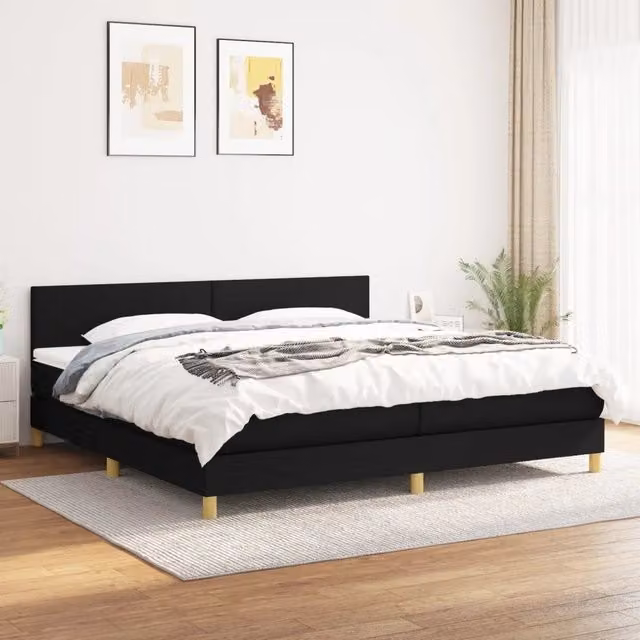 Letto Ibrido con Giroletto a Molle e Materasso vidaXL, Colore Nero e Bianco, L/P: 200 x 200 cm