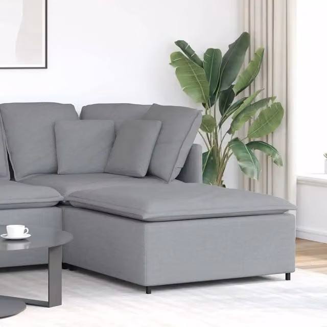 Divano componibile modulare con poggiapiedi in tessuto grigio L: 100 cm, P: 100 cm, H: 48 cm
