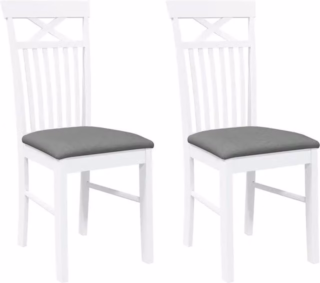 Sedie da Pranzo con Cuscini 2 pz | Sedie da cucina Bianco Legno Massello di Hevea