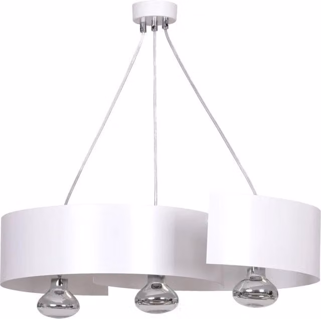 Lampadario Moderno Sospeso Arciere Luceart-Classic in Acciaio Bianco e Cromo con 3 Luci