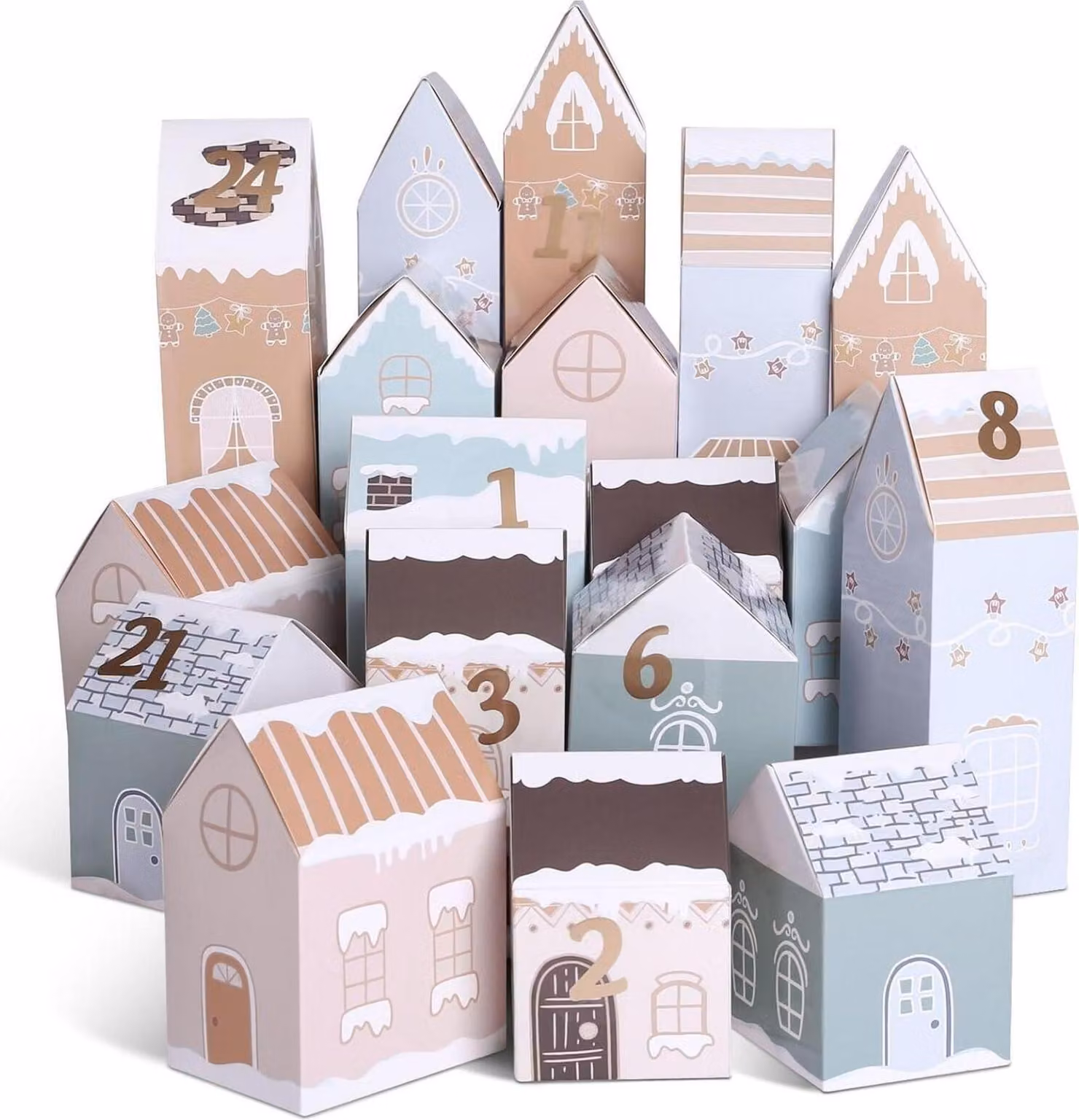 Calendario dell'Avvento Scatole Natale Bambini - Scatole Case Box 24 Scatole Regalo
