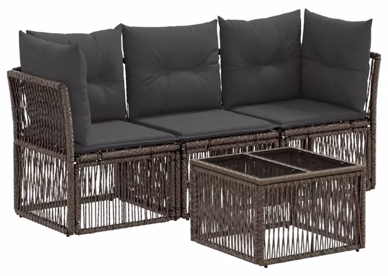 Set Divano da Giardino 4 pcs Grigio polyrattan
